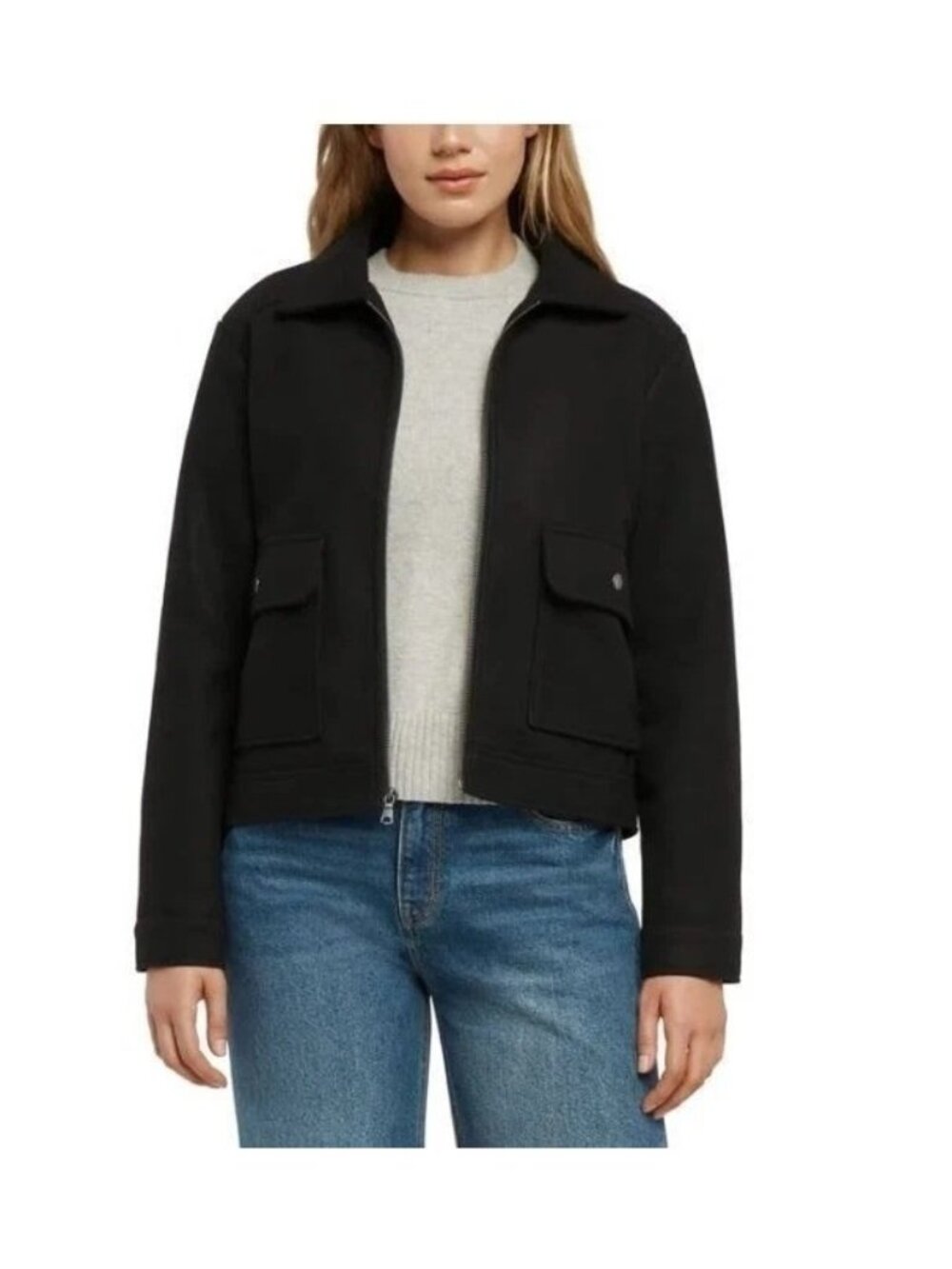 Banana Republic Women's S Black Utility Jacket Front Pockets Polyester n1182